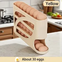 Support à œufs pour réfrigérateur, design coulissant automatique, rangement gain de place, matériau PP transparent, ustensile de cuisine pour la conservation des aliments 5