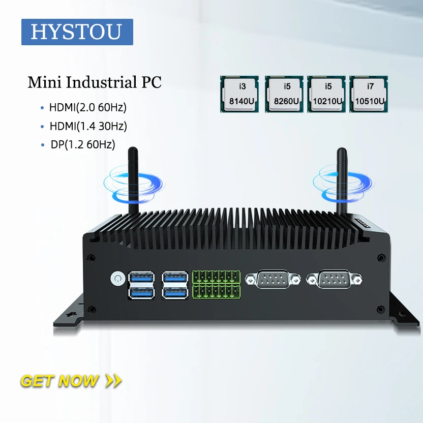 Core i7 10510U Industrial Fanless Rugged Computer 2*HD DP GPIO DB9 Pin