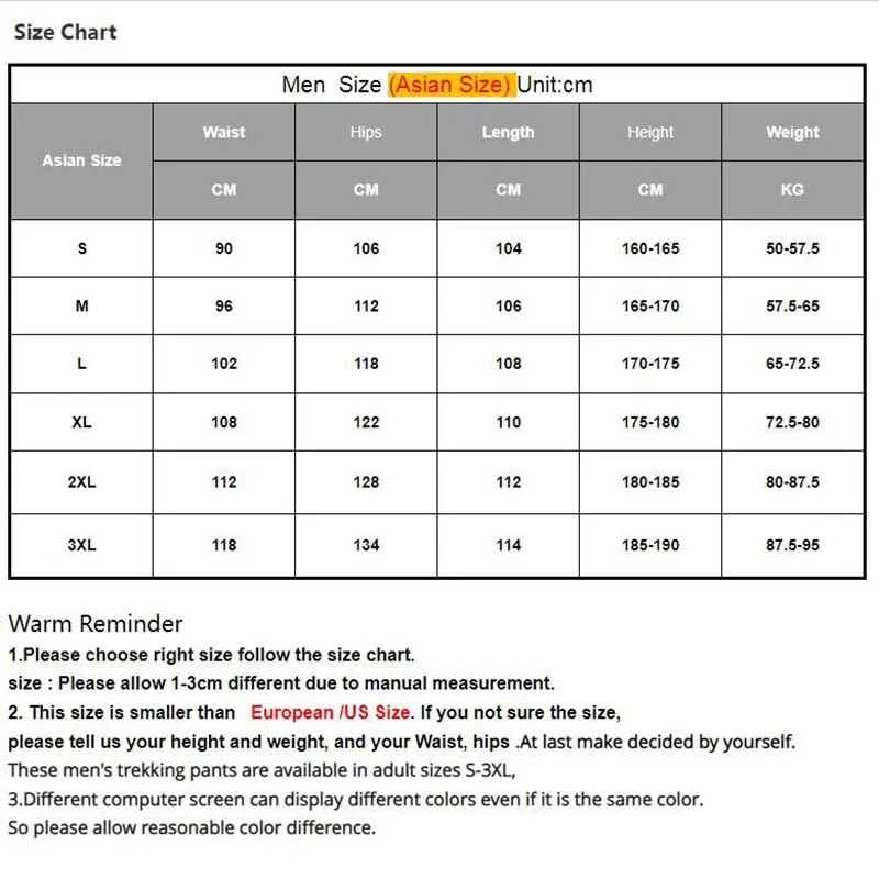 NUONEKO Waterproof Hiking Pants Mens Summer Full Open Zipper Loose Outdoor Quick Dry Climbing Trekking Camping Removable Pants Hiking Pants