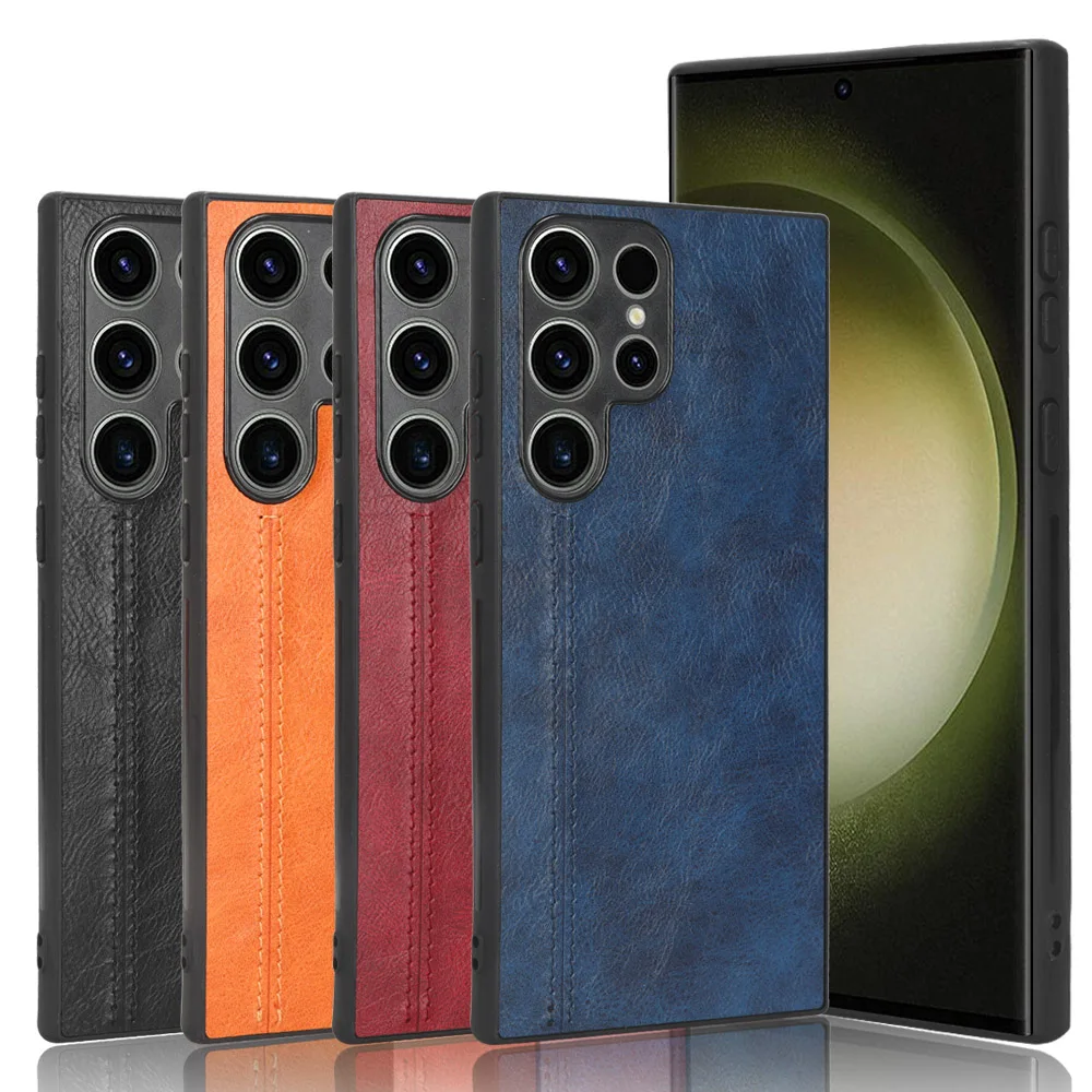 Per Samsung Galaxy S23 Ultra Custodia Sutura Soft Edge Custodia Rigida In Pelle Pu Per Samsung Galaxy S23 Ultra S 23 Plus Custodia