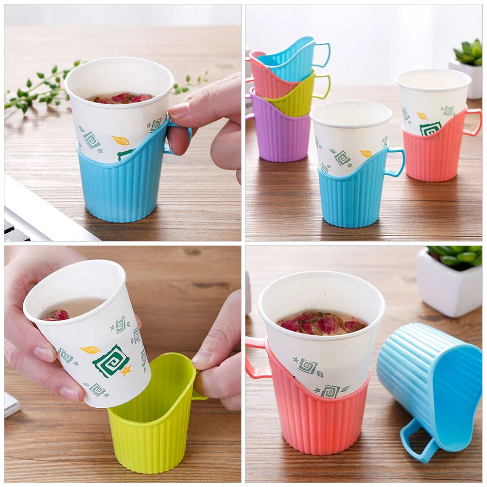 20 Pcs Disposable Paper Cup Holder Espresso Coffee Anti-scalding Pp Multifunctional Multipurpose Office Household Sleeve cup storage holder