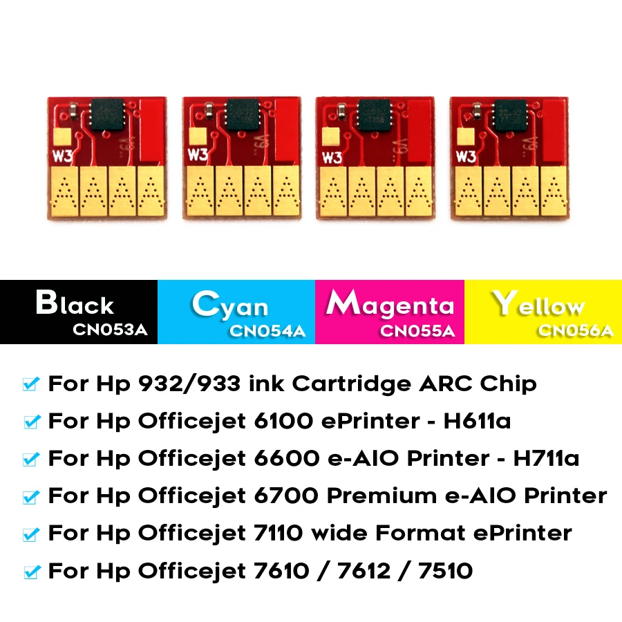 Hp932 Hp933 932xl 933xl Permanent ARC Chip For HP 932 933 6100 6600 6700 7110 7610 7612 7510 Printer Cartridge Auto Reset Chips