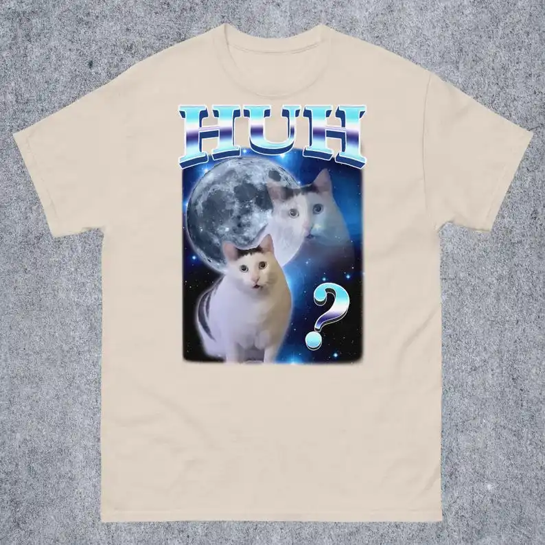 HUH Funny Dank Cat Meme Tee Shirt Gift for Woman and Man Ugly Shirts Unhinged T-shirt Goofy Ahh Cats Clothes Stupid Silly tshirt 4