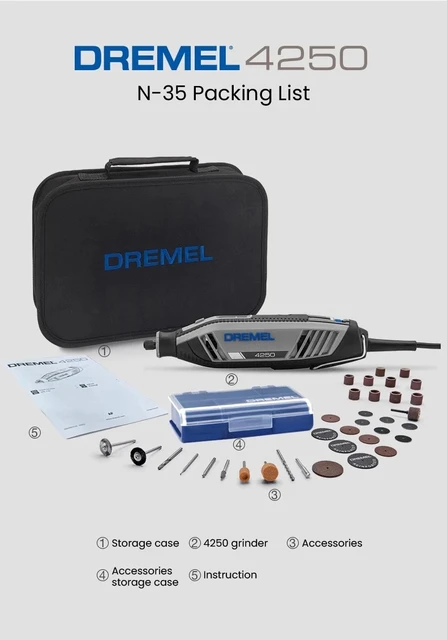 Dremel 4250 Rotary Tool 175 W, Multitool Kit with 35 Accessories, 175W  Motor with Electronic Feedback, Variable Speed 5.000-35.000 RPM :  : DIY & Tools