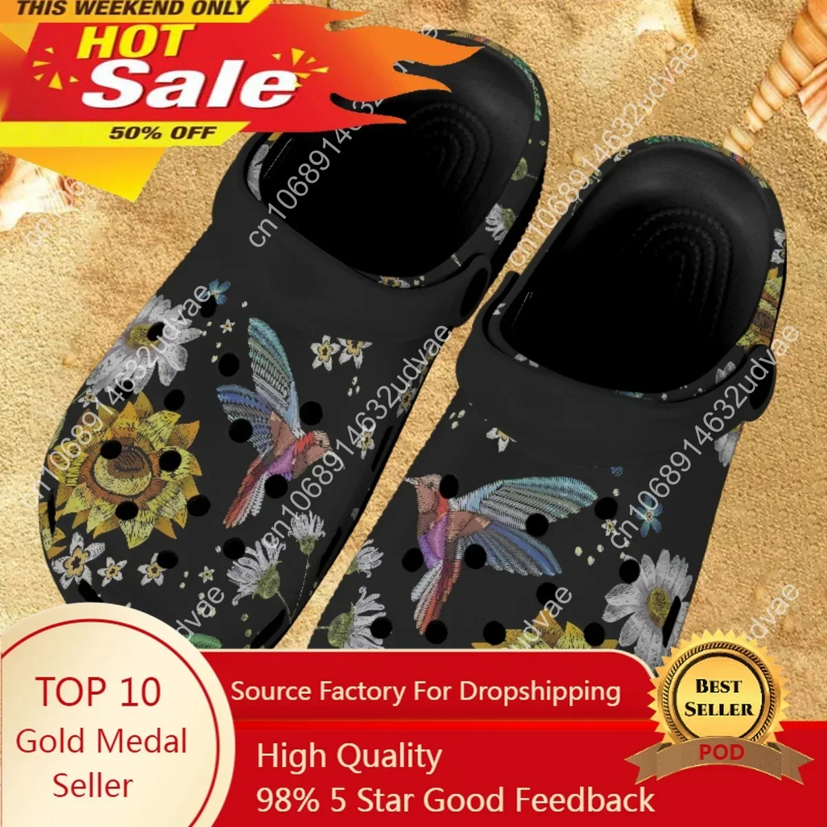 

Летние уличные сандалии с колибри в цветочном стиле, дышащие легкие садовые туфли для девочек, Тапочки для ванной комнаты для девочек 2023