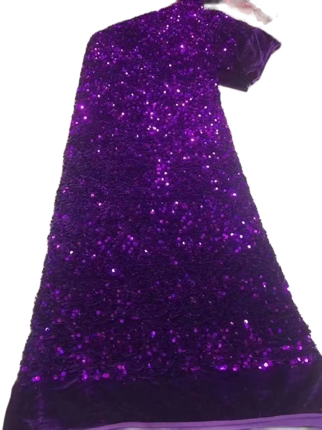 

Новое поступление, вышитая кружевная ткань фиолетового цвета 14JRB-7402 с блестящими большими блестками для свадебного платья или вечернего платья