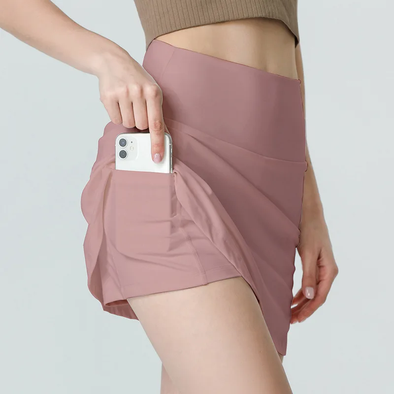 Antibom High Waist Sports Skirt Women Tennis Skorts witn inside Shorts Nylon + Spandex