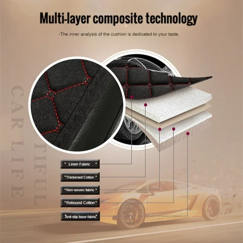 Universal Square Car Seat Covers for Front Seats Breathable Portable Medium Soft Cotton & Linen Cushion for All Seasons car seat cushion car cushion