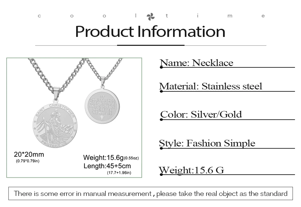 COOLTIME Saint Michael Anhänger Halskette Edelstahl Amulett Herren Halskette Christentum Schmuck Geschenk – Detail 2