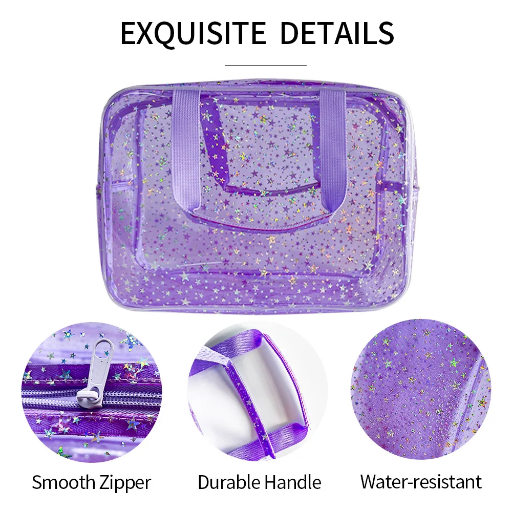 Neuankömmling Kosmetiktasche für Frauen, tragbare Reise-Kulturtasche, langlebiges PVC-Material, Reißverschluss, großer, transparenter Make-up-Organizer – Detail 6