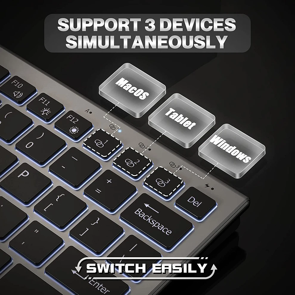 Multi-Dispositivo, USB Recarregável, Bluetooth, 2.4G