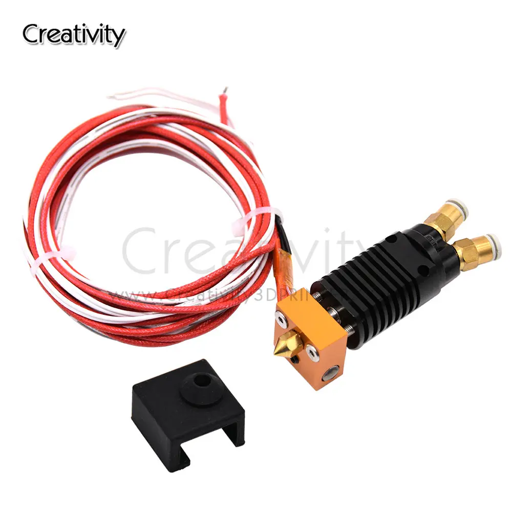 Creativity 2 in 1 Out Dual Color Metal Hotend Extruder Kit with Cable 0.4mm Brass Nozzle Print Heat 12V for CR-10 Series Ender-3