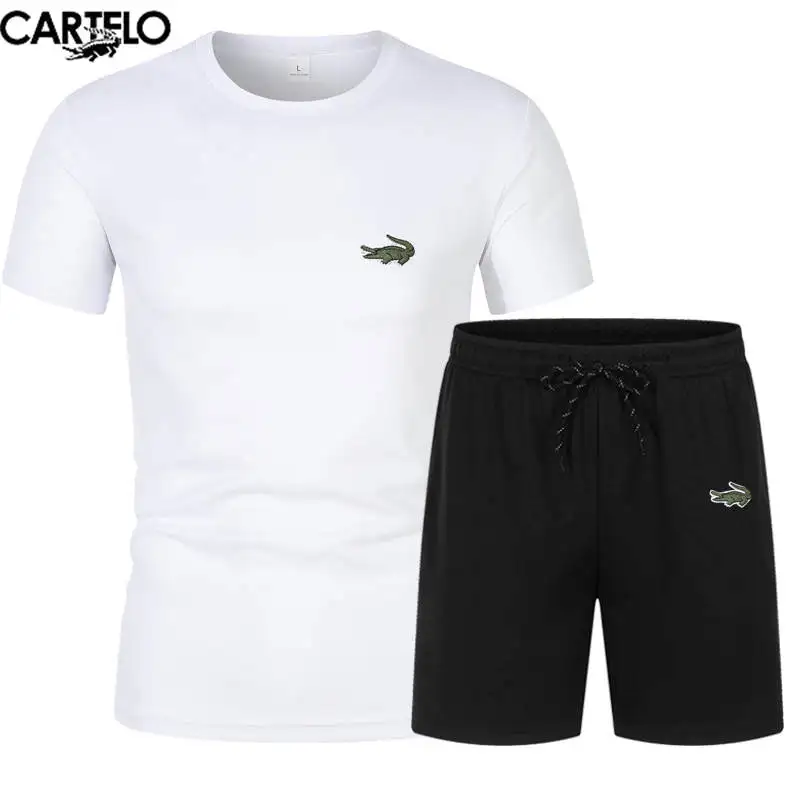 CARTELO Embroidery men's and women's summer mesh breathable, quick-drying sports, fitness short sleeve + shorts 2-piece set baby girls spring summer sports shoes for children bling rhinestone bow breathable mesh sneakers toddler kids casual shoes 23 36