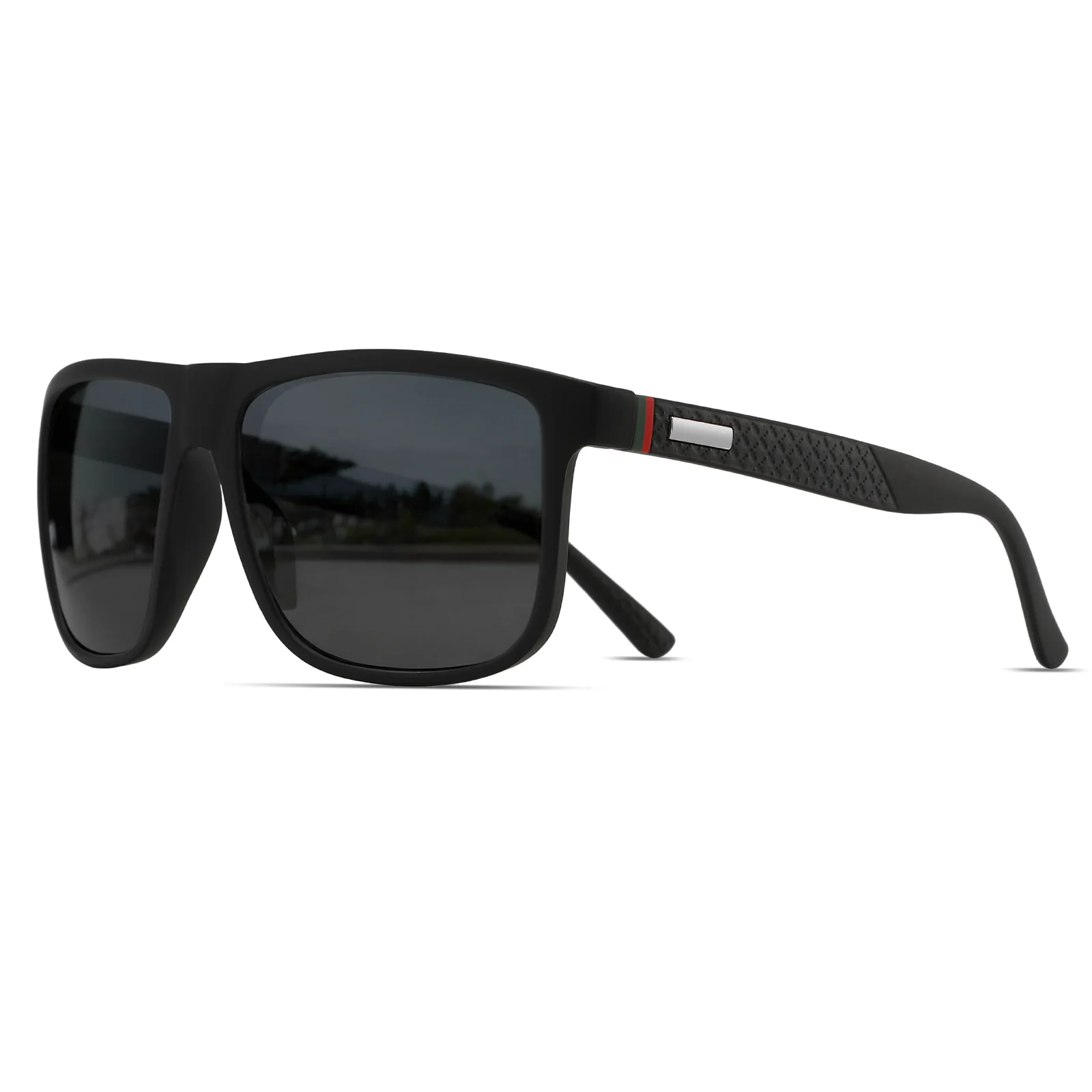 Neue modische, übergroße, farbenfrohe Sonnenbrille – rot/grün gestreifte Bügel, UV400, Unisex zum Fahren, Wandern, Reisen und Geschenke – Detail 12