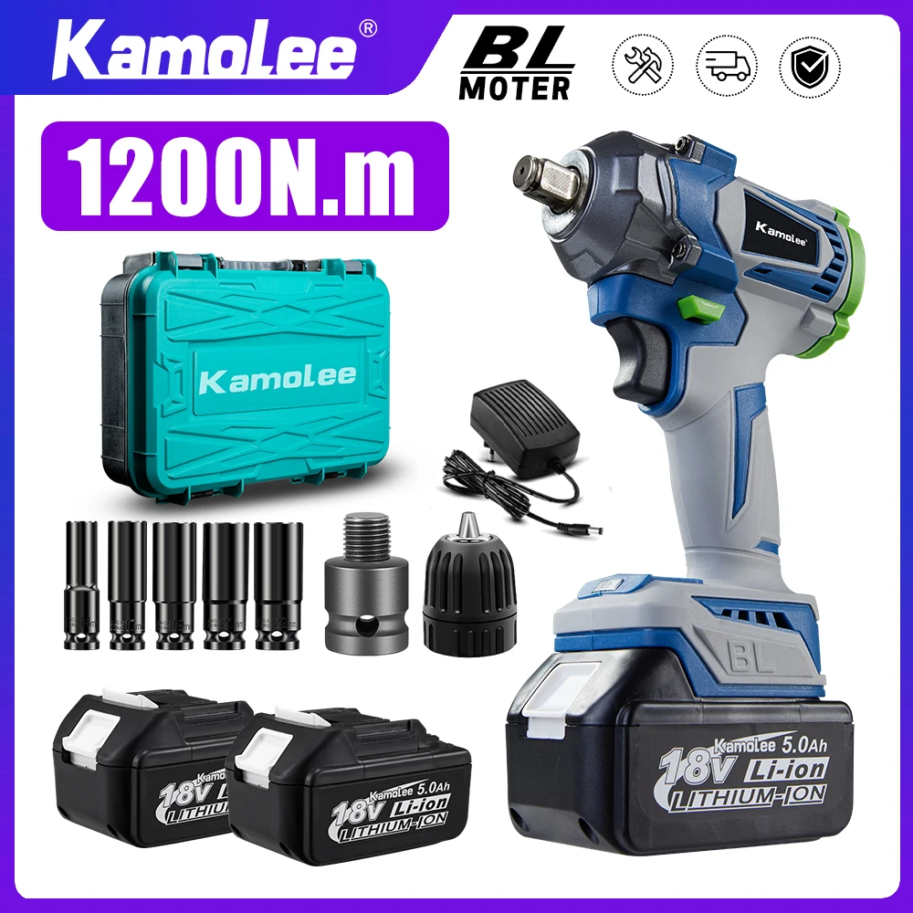 

Kamolee Electric Wrench DTW500 Brushless Cordless 1200 N.m Included Battery and Charger Compatible with 18V Makita Battery