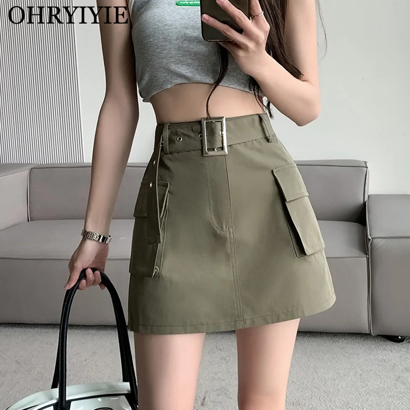 

OHRYIYIE Summer Sexy Slim Mini Skirt Women 2023 New Fashion High Waist A-Line Skirt Office Lady Casual Short Tutu Skirt Female