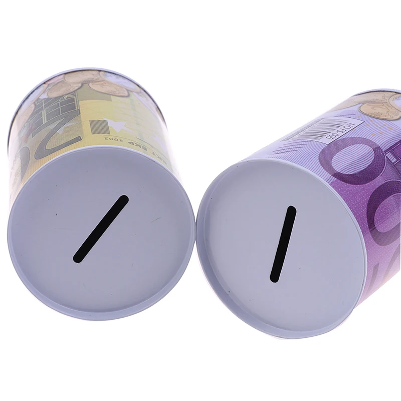 Hucha cilíndrica para monedas y billetes de euro y dólar_voghion.com