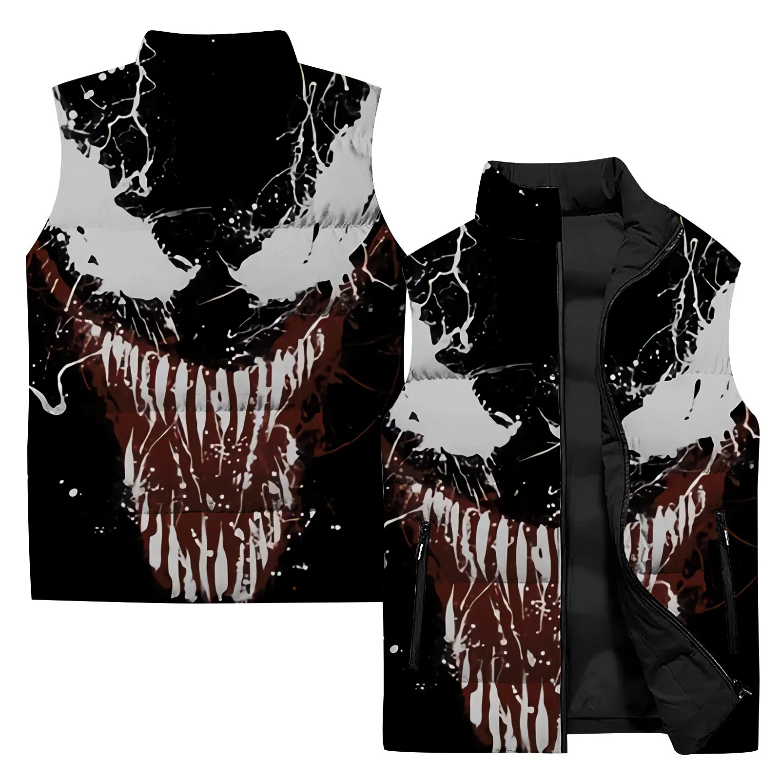 thumbnail image 1 of Chaleco de invierno grueso y de algodón con estampado de veneno, cómodo y cálido, chaquetas para hombre, ropa para hombre, abrigos térmicos, 1 of 5