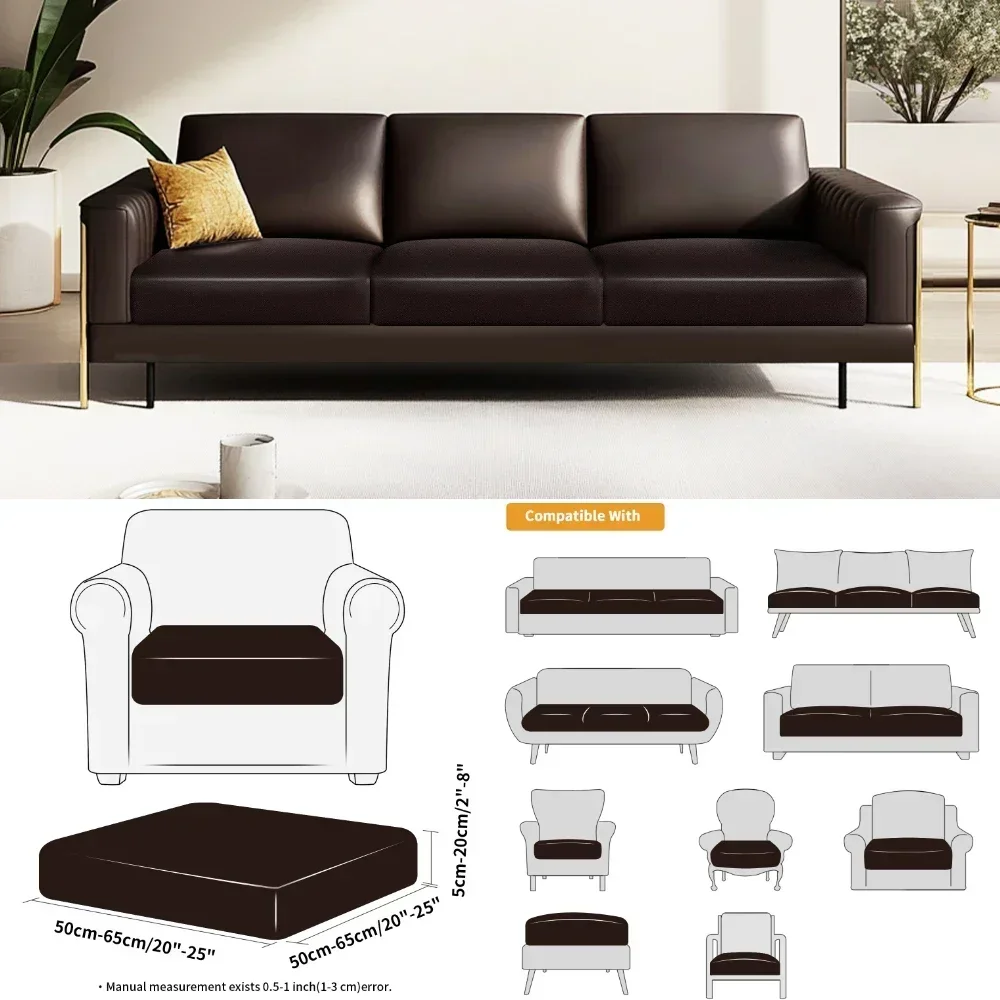Stretch PU Leather Water-Proof Sofa Cushion Covers Sofa Seat Slipcover Backrest Cover Easy to Clean Sofa Protector for Pets Kids 4