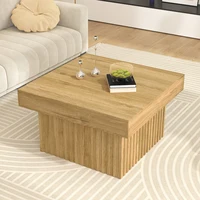 Table basse en bois avec plateau en PB et base en MDF, 79x79x46 cm, robuste, polyvalente, design moderne pour le salon, la salle à manger, le bureau, la décoration 6