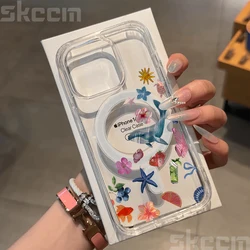 Ocean Life Theme Clear Phone Case with Magnetic Wireless Charging Cover - S21 FE (Clear - YYDSX373)