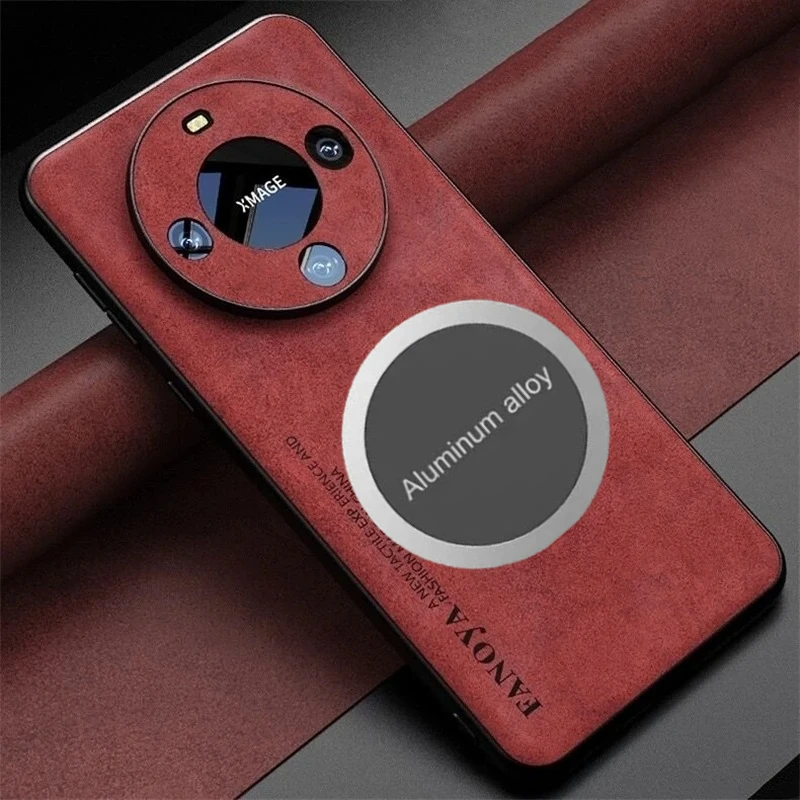 Luxury Leather Metal Magnetic Car Holder Shockproof Protective Case