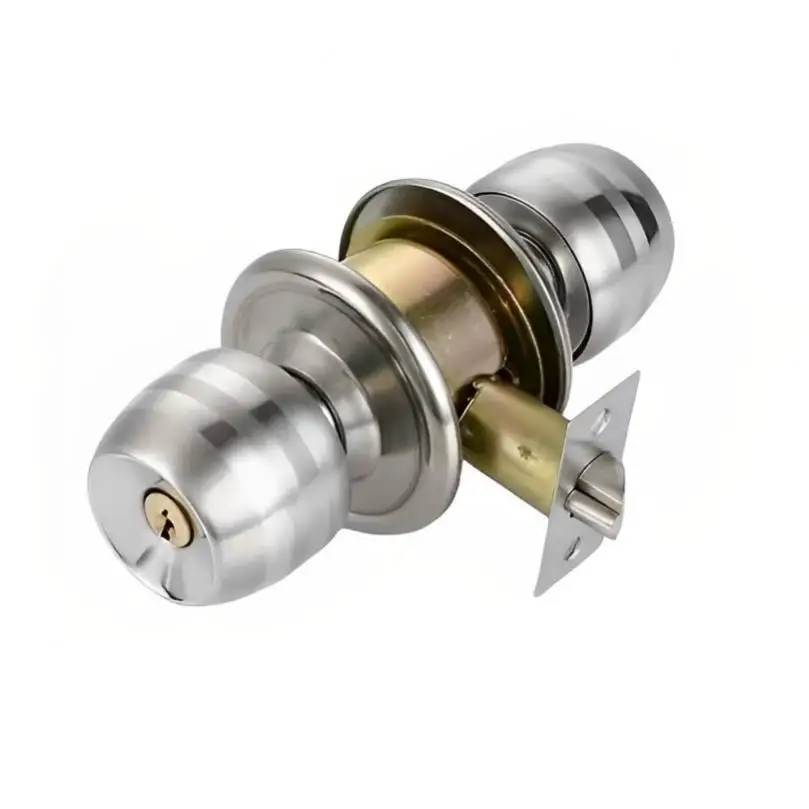 Stainless Steel 60mm Center Pitch - Row Doors Lock for Toilet / Bedroom / Wooden Door with Round Handles