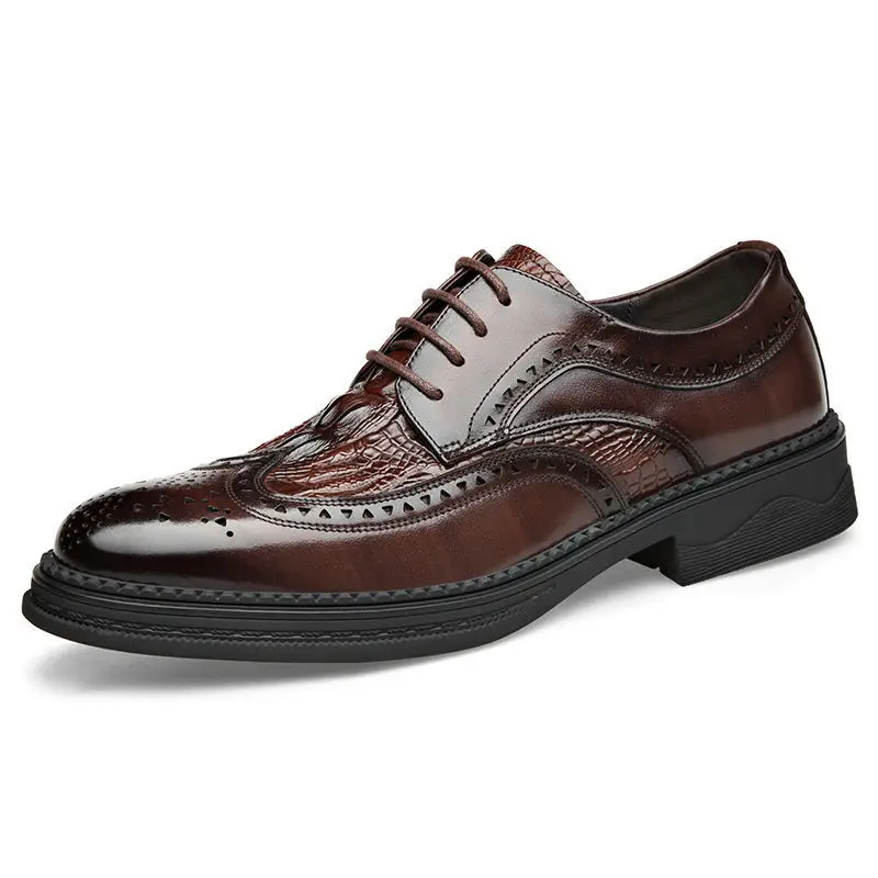 Men Brogue Shoes SUIT Shoes Casual Formal Business leather brown Wedding Italian Dress banquet Shoe