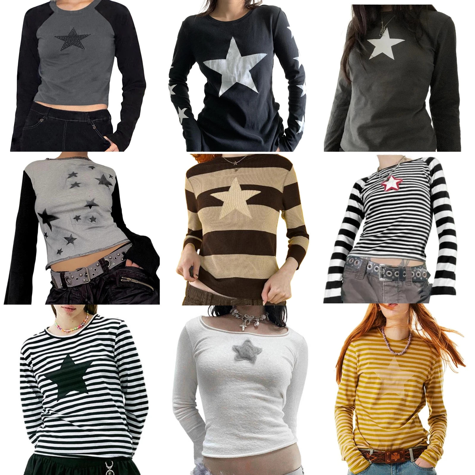 Dourbesty Tops de manga larga Y2k para mujer adolescente Top g tico dourbesty-tops-de-manga-larga-y2k-para-mujer-adolescente-top-g-tico