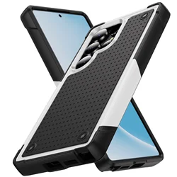 Heavy Duty Rugged Shockproof Dual Layer Armor Case with Drop Protection - Galaxy S23 Ultra (Black and white)