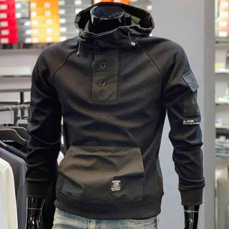 Fashion Hooded Spliced Loose Casual Hoodies Men's Clothing 2023 Autumn New Korean Tops Long Sleeve All-match Sweatshirts