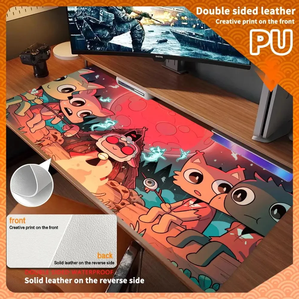 

Large Kawaii Cartoon C-Cult of Lambs Non-slip PU Mouse Pad Anime Completo Varmilo Gabinete Leather Mouse Mats Gaming Accessories