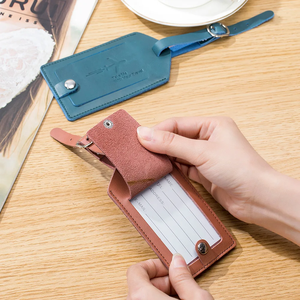 

Cowhide Luggage Tag for Suitcase Travel ID Bag Tags for Backpacks Baggage Handbag School Instrument Tag Label Travel Essentials