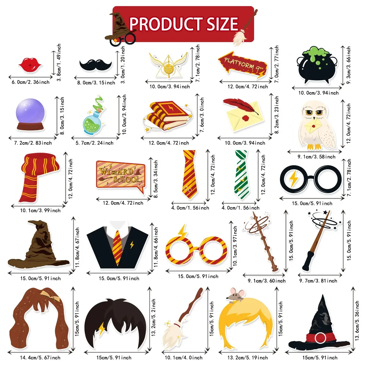 Party photo props Magical wizard decorations photo booth props 25 Pcs for theme party