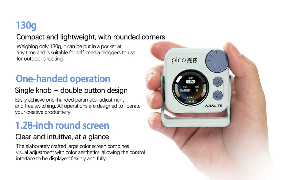 pico Full-color Magnetic LED Mini Pocket Light Portable RGBW Photography Fill Li