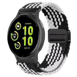 Magnetic Nylon Strap with Adjustable 20mm/22mm Width - Width 22mm (Black white)