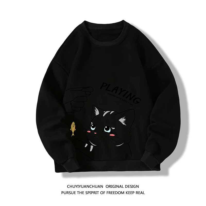 Autumn New Men's Round Neck Long Sleeve Sweatshirts Fashion Print Loose Large Size Casual Sweatshirts M-5XL