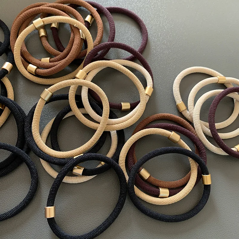 10 teile/satz Haar Krawatten Grundlegende Einfarbig Dicke Hohe Elastizität Elastische Haarband Pferdeschwanz Halter Gummiband Frauen Haar Zubehör – Detail 15