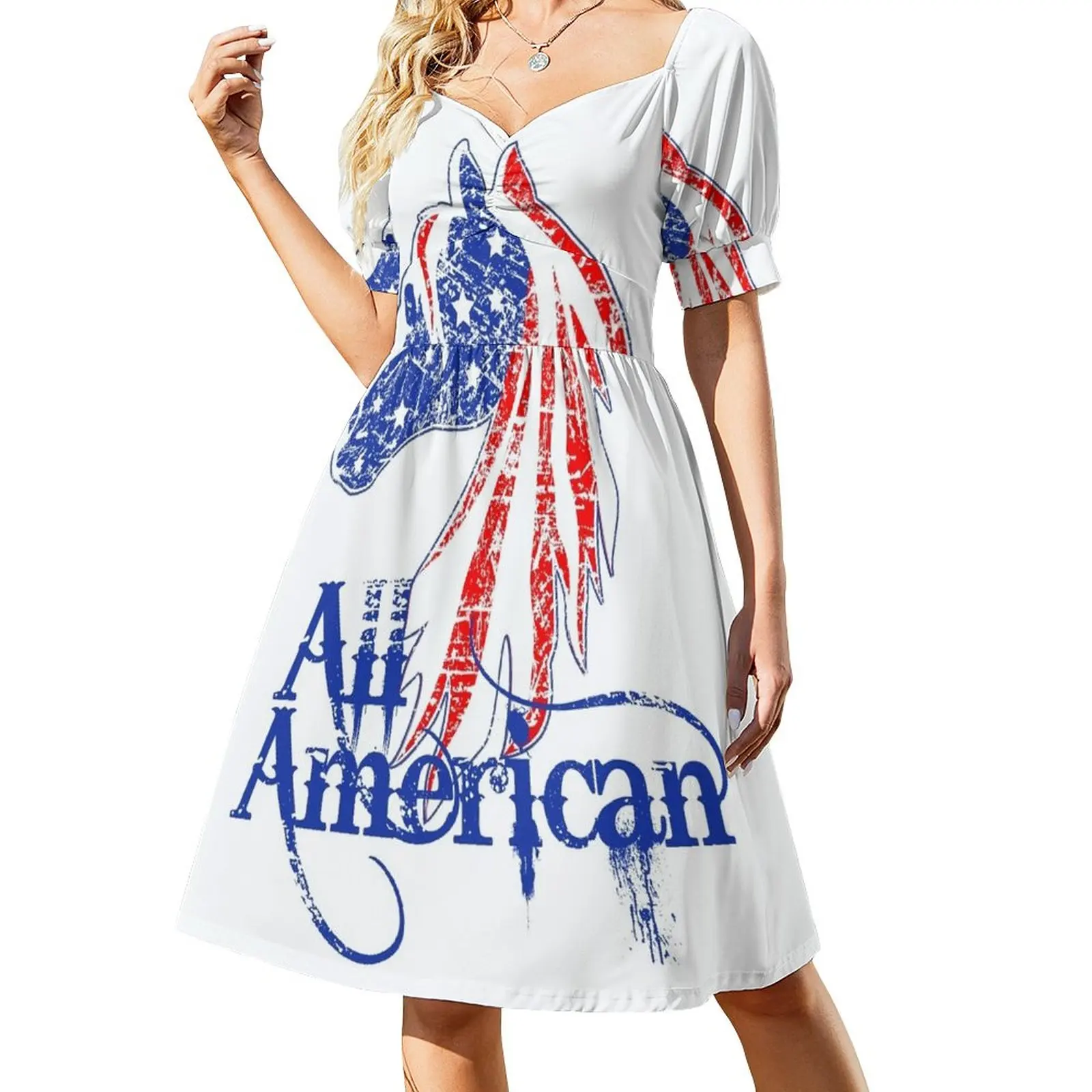 

All American | USA Patriotic Horse| NickerStickers on Redbubble Sleeveless Dress evening dresses luxury 2024