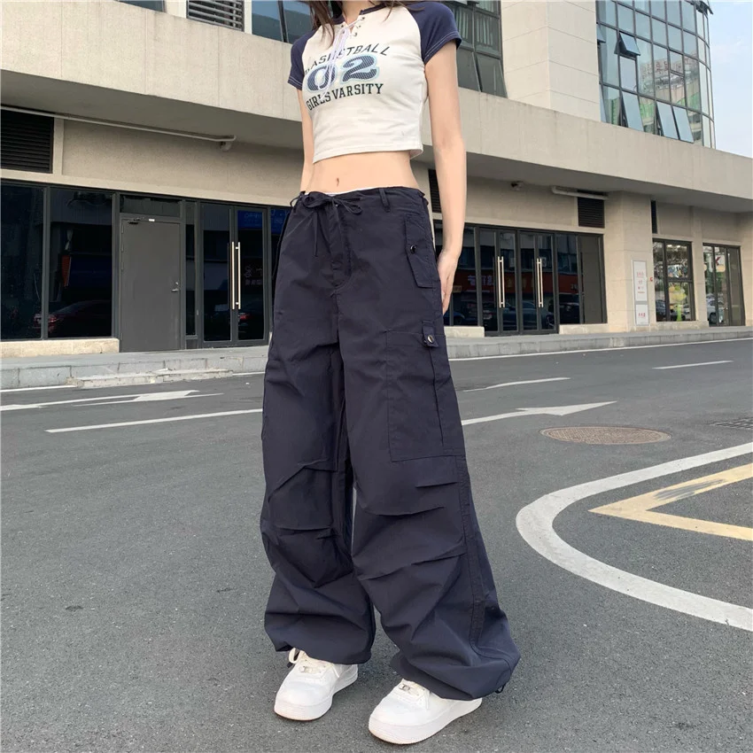 

2023 American Hip-Hop Pleated Multi-Pocket Workwear Pants Casual Loose Fit Straight Leg Trousers For Women, Perfect For Spring