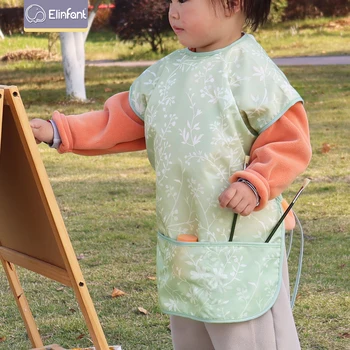 Elinfant Painting Aprons ,Waterproof And Anti-dirty Baby Eating Clothes, Painting Small Apron Smock,Wash-Free Feeding Bibs 1
