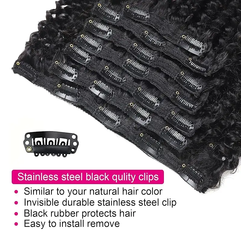 Kinky Curly Clip in Hair Extensions 8Pcs 18Clips Double Weft Brazilian Remy Human Curly Clip in Extensions hair extensions