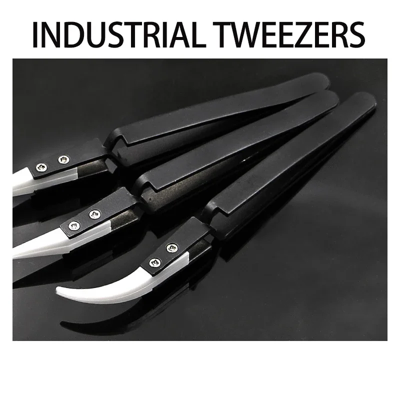 

Anti-Static Ceramic Tweezers Stainless Steel Industrial Ceramic Tweezers Insulated Straight/Curved Tip Black-Whit Tweezers