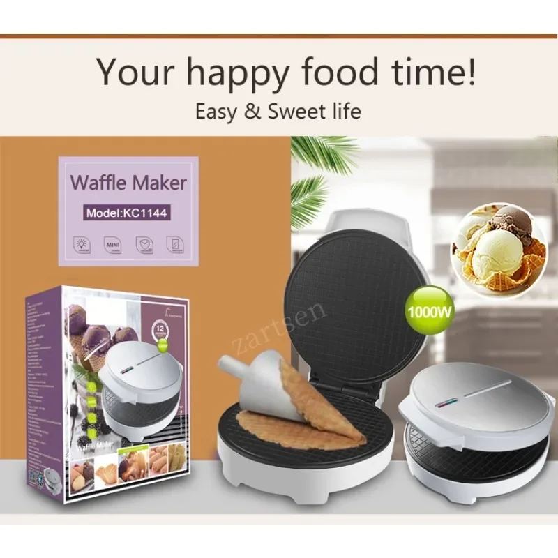 Electric Crispy Egg Roll Maker Omelet Sandwich Iron Crepe Baking Pan Waffle Pancake Oven DIY Ice Cream Cone Machine