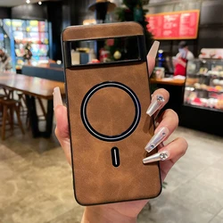 Leather Wireless Charging Case with MagSafe & All - Round Camera Protection for Nylon (Brown)