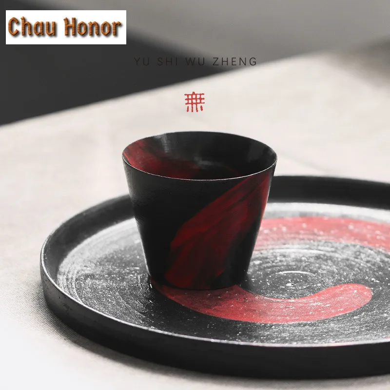 200ML Hand-painted Lacquered Red Pig Mouth Cola Mug Bubble Teacup Cold Hot Water Jug Hand Warmer Mug Office Water Cup Drinkware