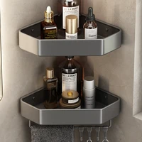 Étagère d’Angle de Salle de Bain Sans Perçage – Panier Mural en Aluminium pour Rangement Douche 1