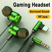 For Galaxy 90° Jack Wired Gaming Headset HiFi Surround Sound With Mic 3.5mm Type C Music Headphones For Samsung S24 23 iPhone 15 1