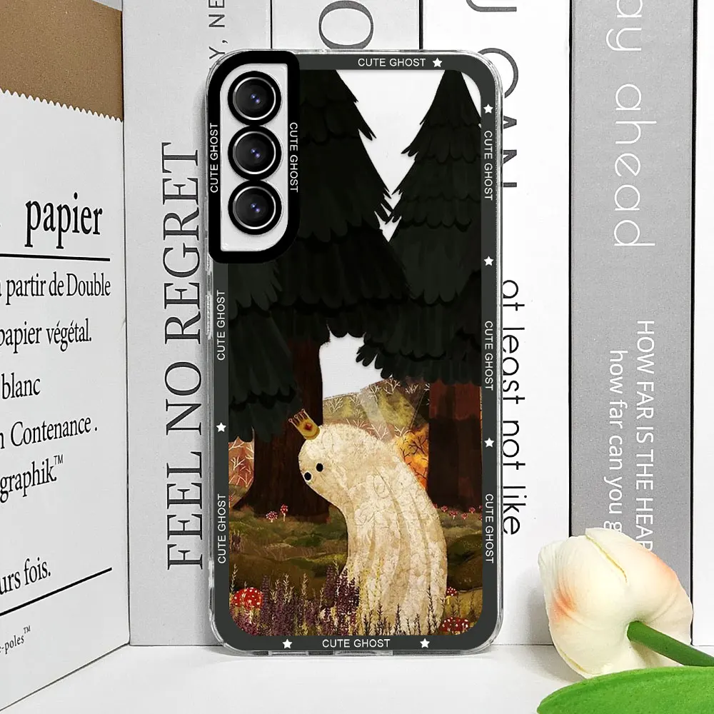 Cute Ghost Sunflower Art Shockproof Soft Clear Phone Case