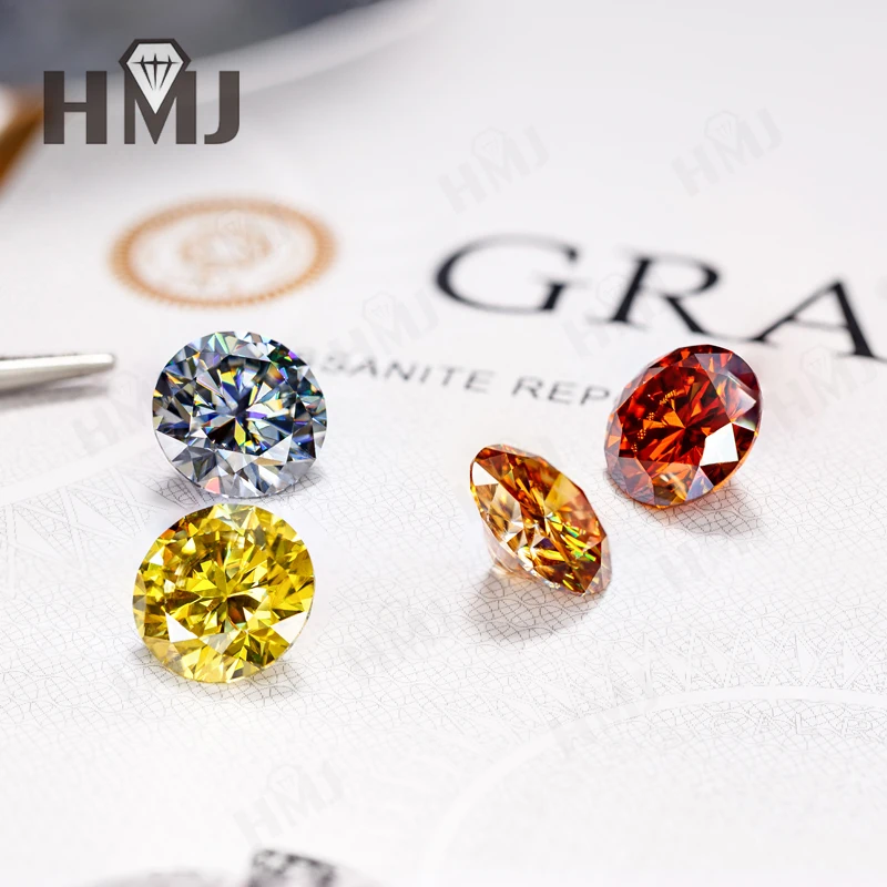 0,5-10ct Laborgezüchteter Moissanit in Grau, Champagner, Gold, Gelb, Granatapfelrot, Rundschliff, Ringe, Ohrringe, Perlenherstellung, DIY-Geschenk – Detail 8